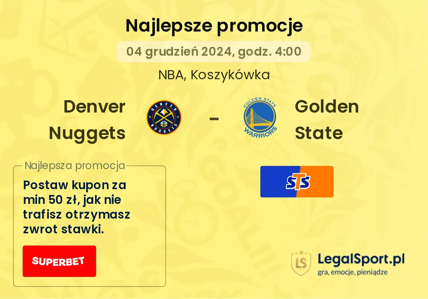 Denver Nuggets - Golden State promocje bonusy na mecz