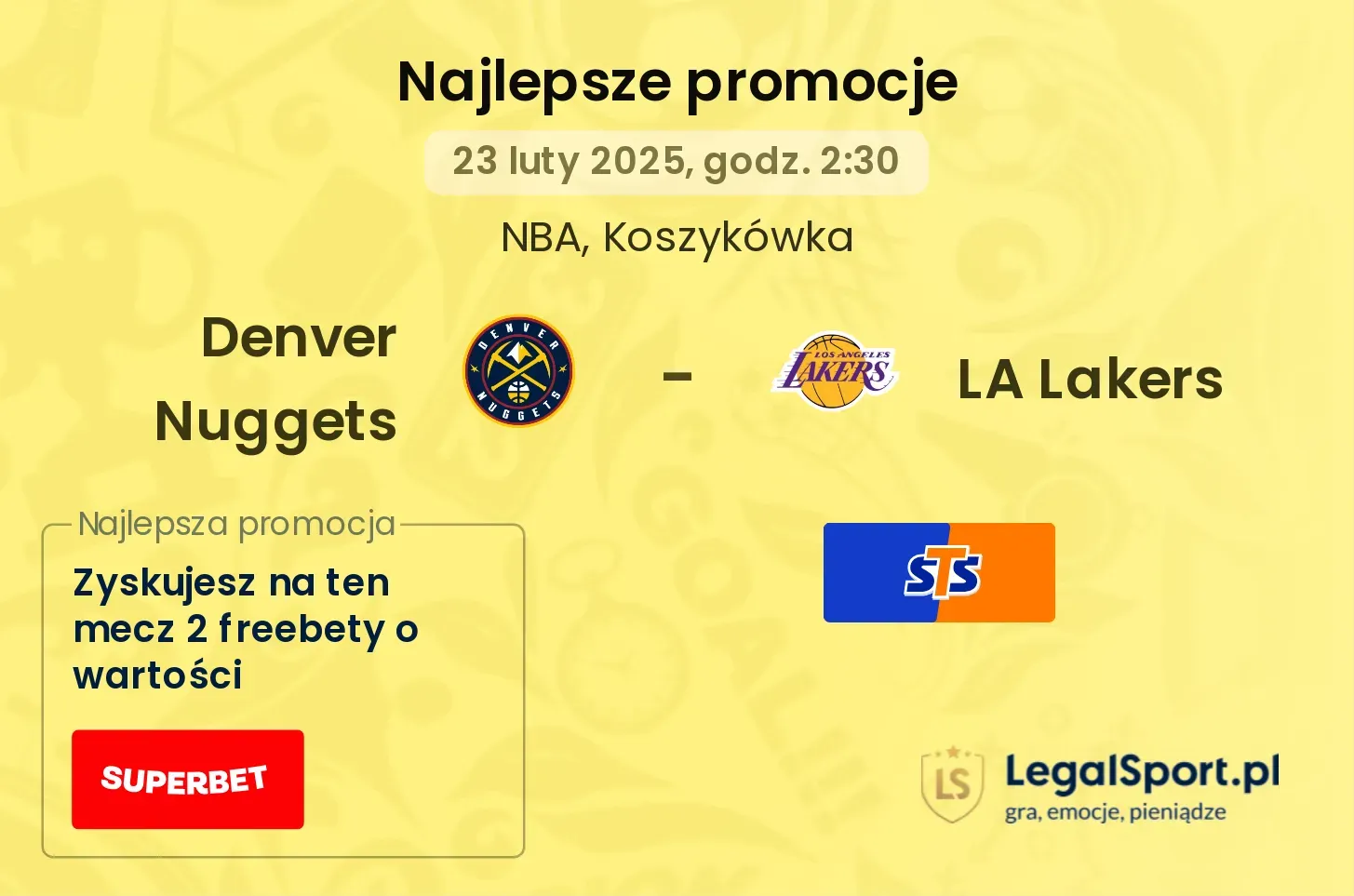 Denver Nuggets - LA Lakers promocje bonusy na mecz