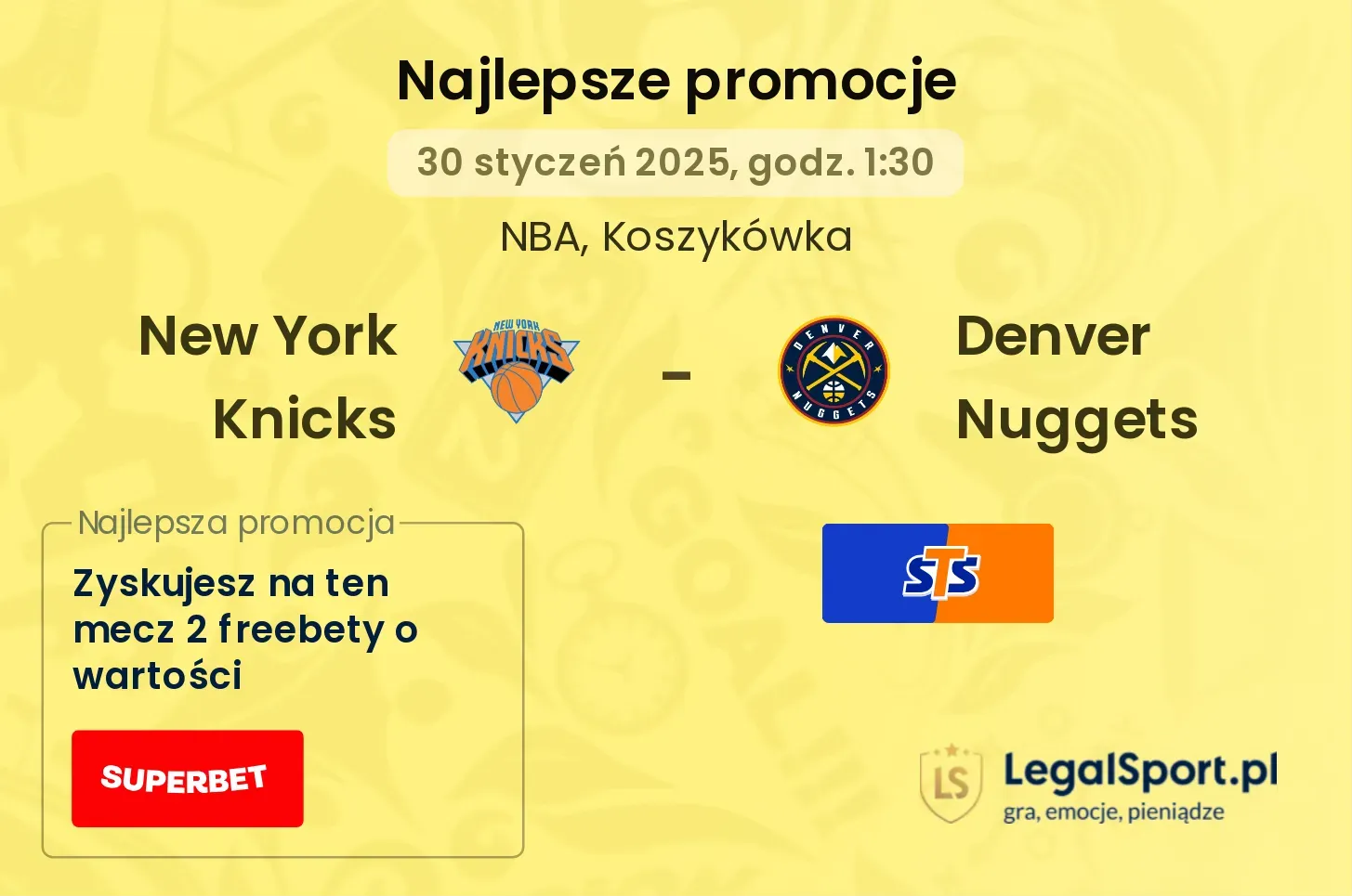 Denver Nuggets - New York Knicks promocje bonusy na mecz