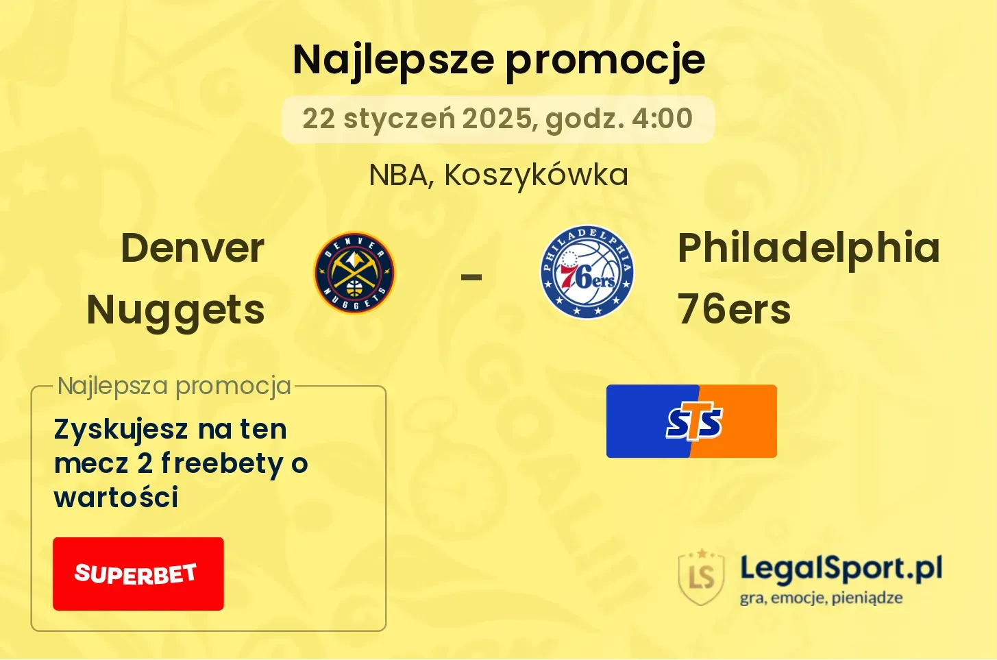 Denver Nuggets - Philadelphia 76ers promocje bonusy na mecz