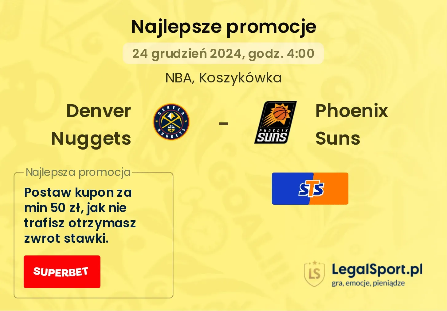 Denver Nuggets - Phoenix Suns promocje bonusy na mecz