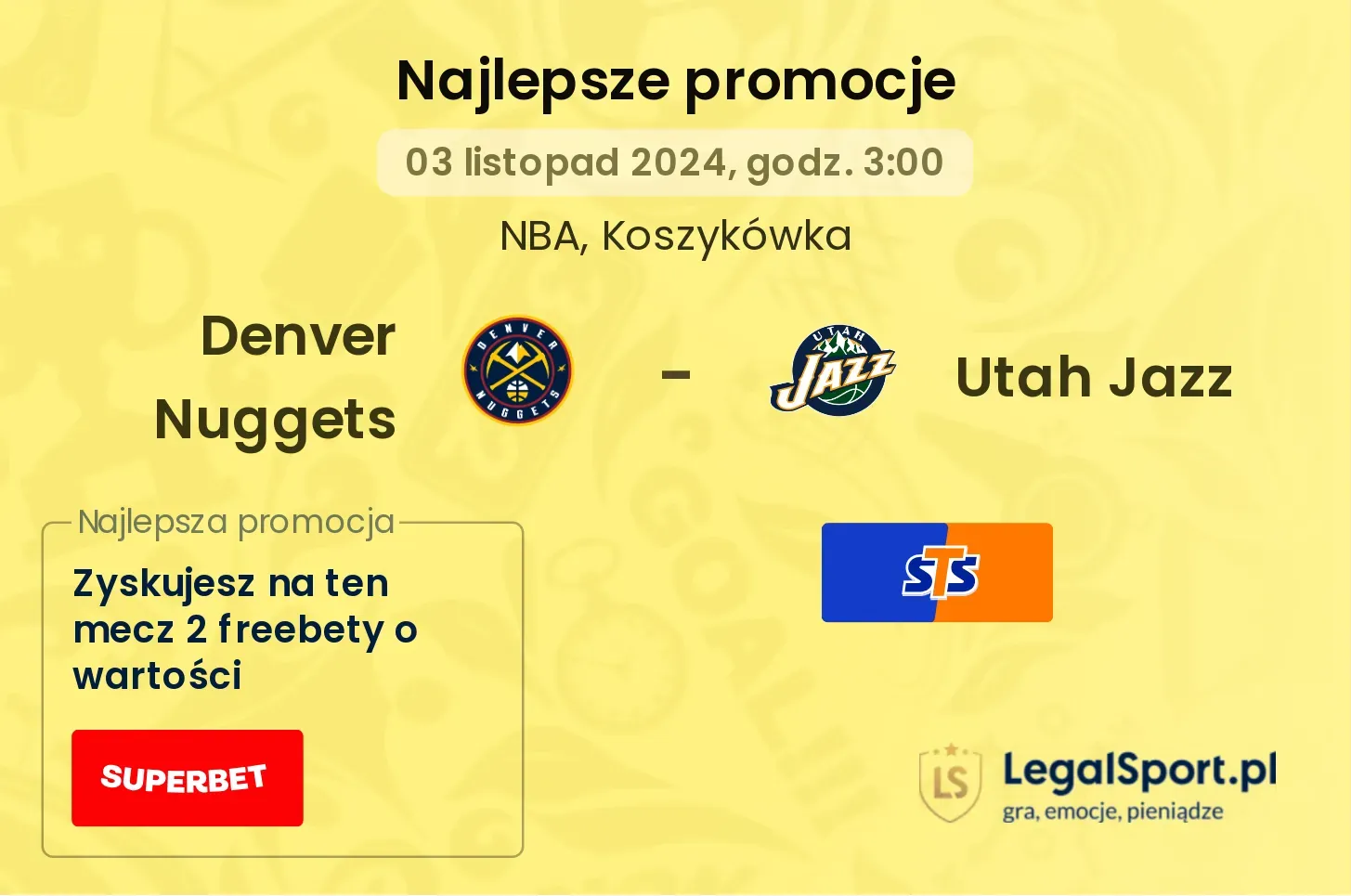 Denver Nuggets - Utah Jazz promocje bonusy na mecz