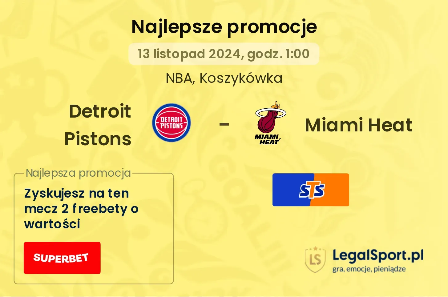 Detroit Pistons - Miami Heat promocje bonusy na mecz