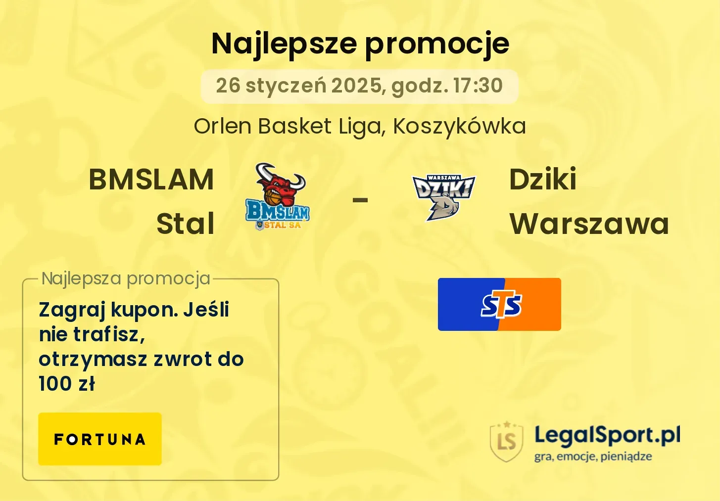 BMSLAM Stal - Dziki Warszawa promocje bukmacherskie