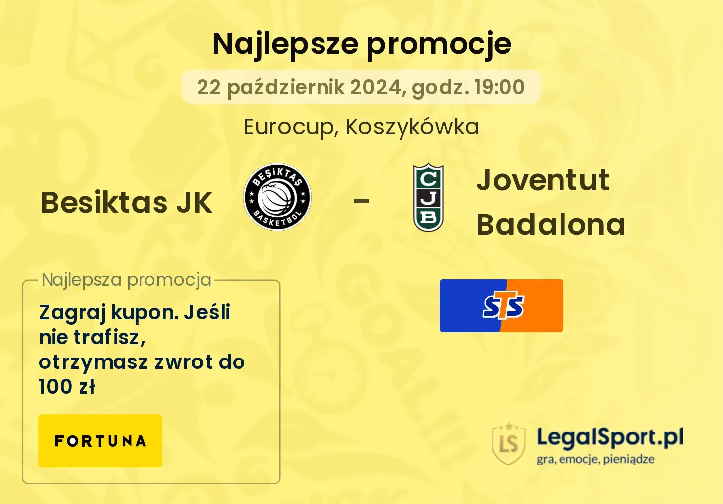 Besiktas JK - Joventut Badalona promocje bonusy na mecz