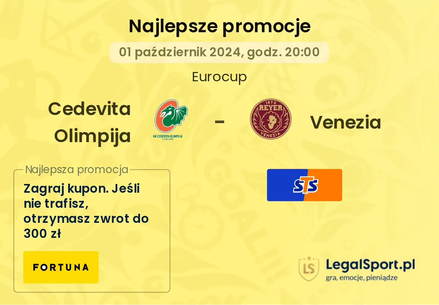 Cedevita Olimpija - Venezia promocje bonusy na mecz