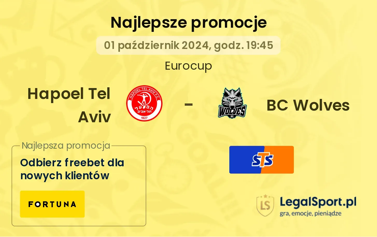 Hapoel Tel Aviv - BC Wolves promocje bonusy na mecz