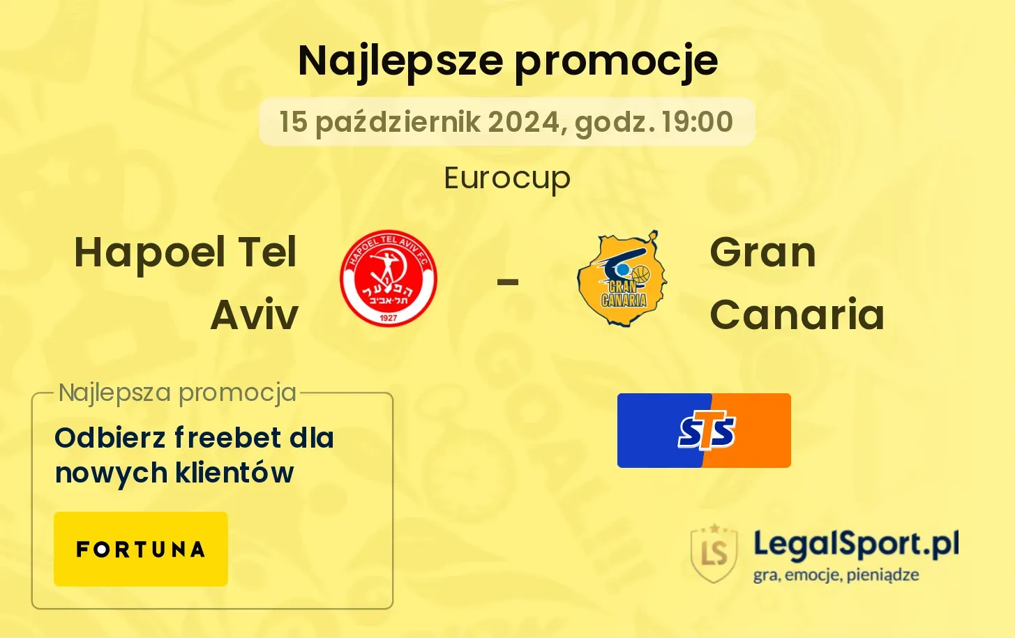 Hapoel Tel Aviv - Gran Canaria promocje bonusy na mecz