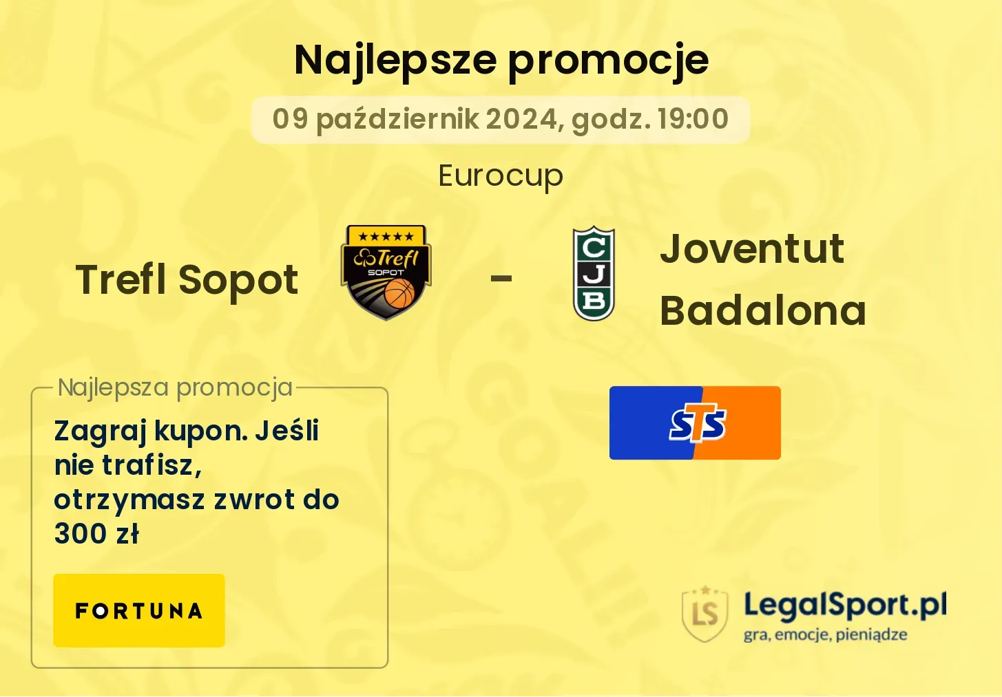 Trefl Sopot - Joventut Badalona promocje bonusy na mecz