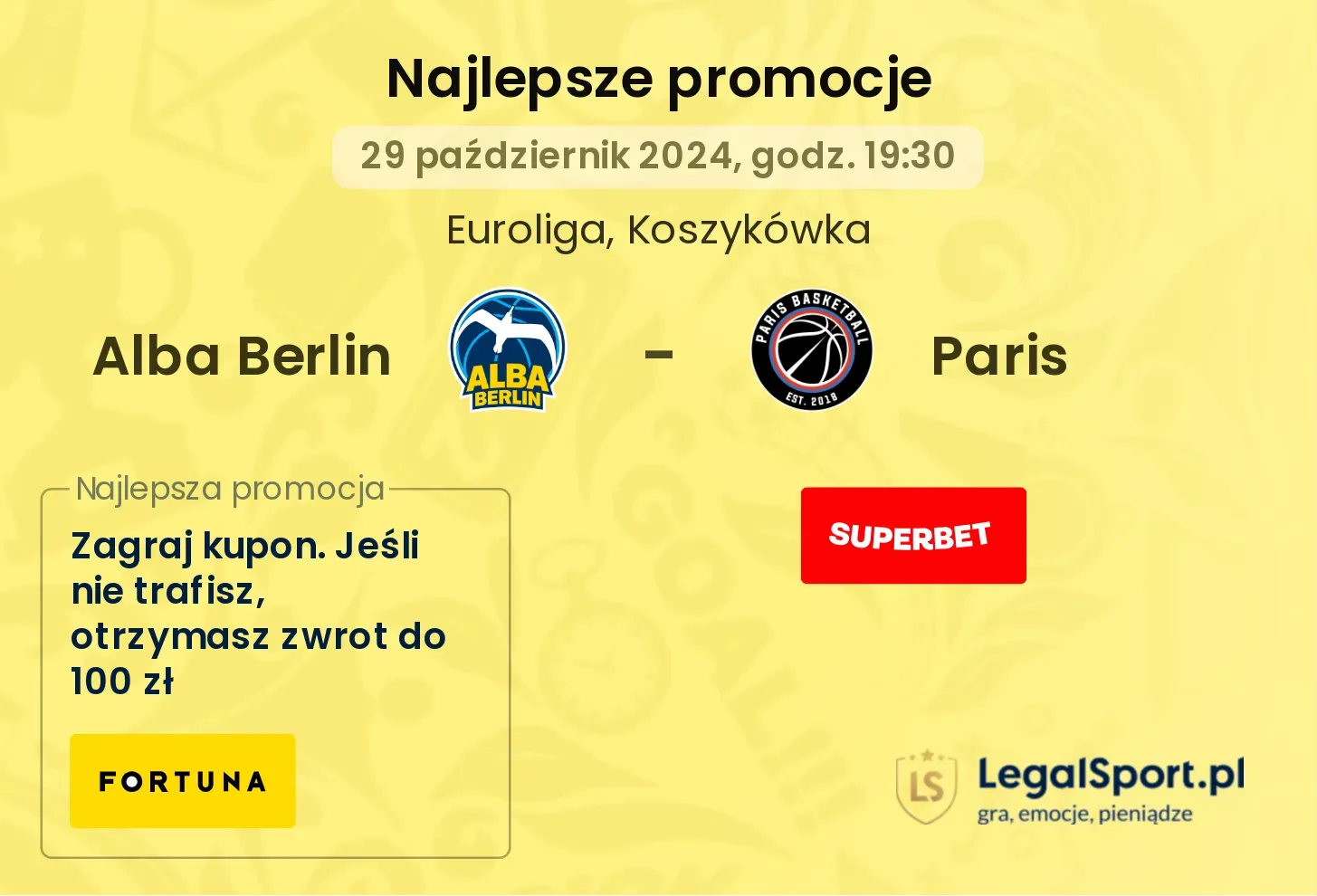 Alba Berlin - Paris promocje bonusy na mecz