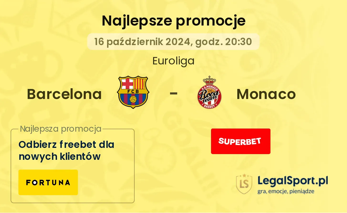 Barcelona - Monaco promocje bonusy na mecz