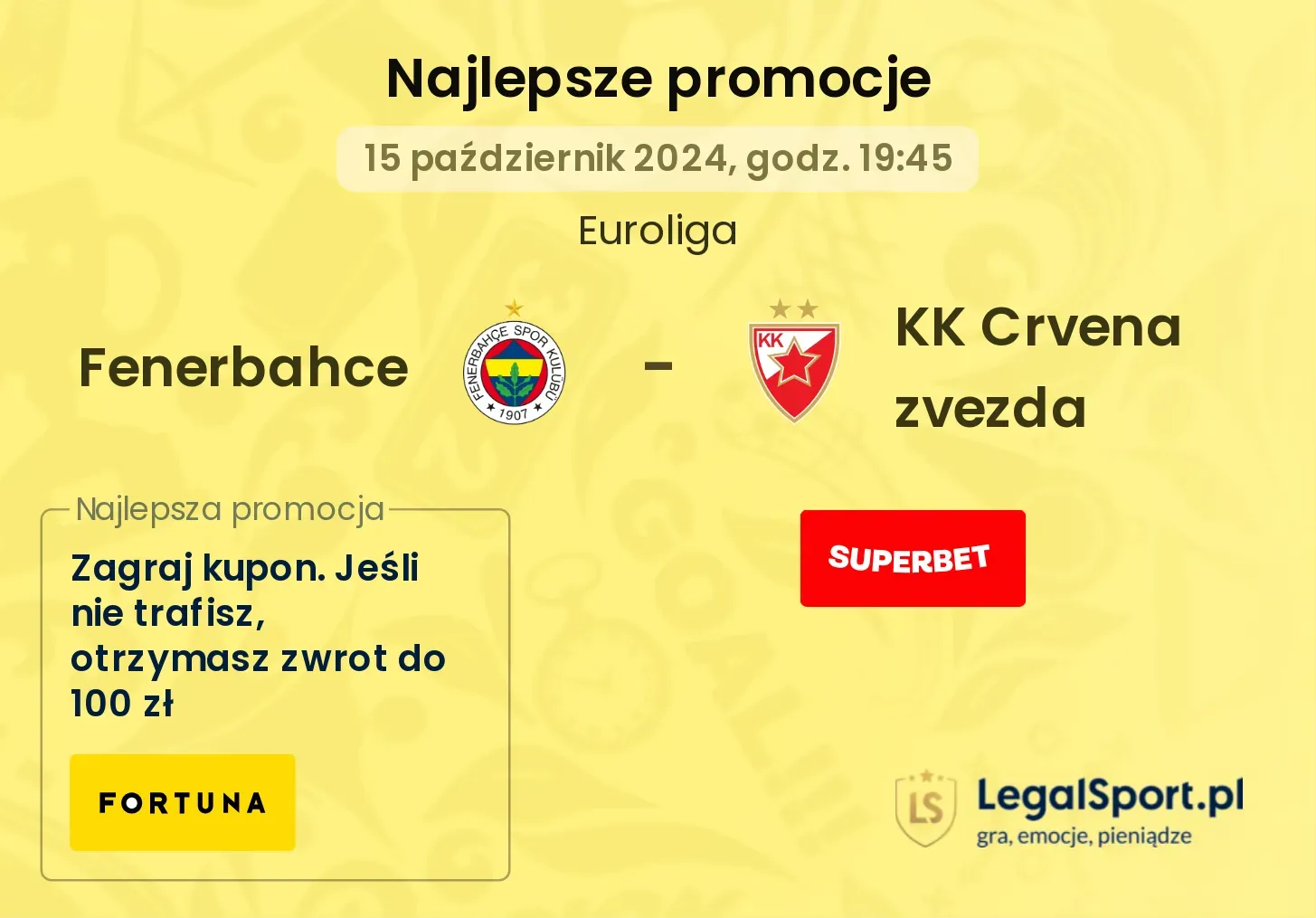 Fenerbahce - KK Crvena zvezda promocje bonusy na mecz