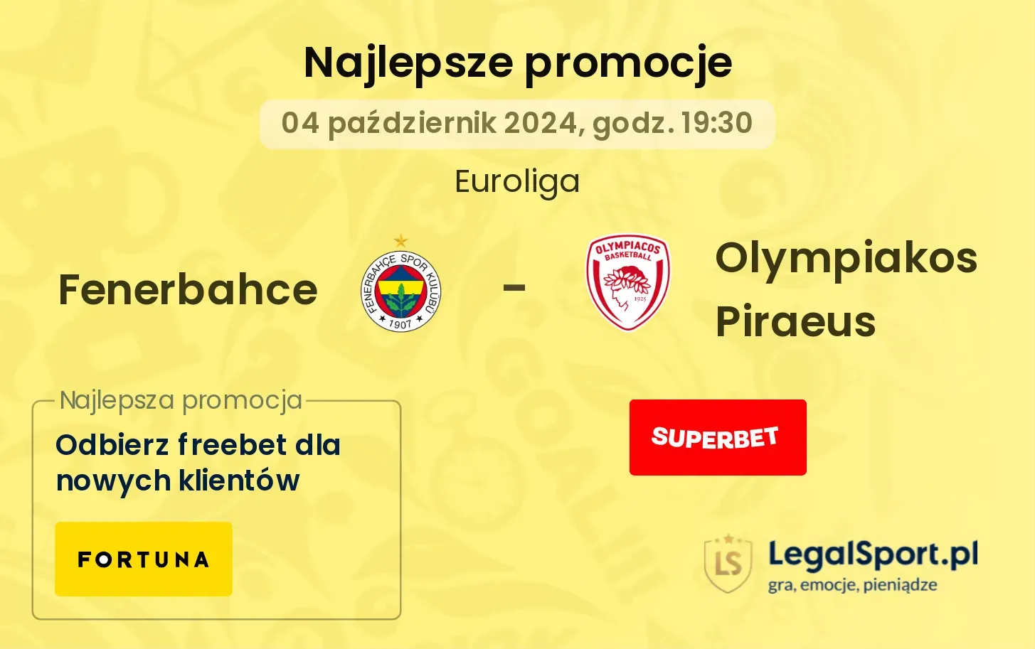 Fenerbahce - Olympiakos Piraeus promocje bonusy na mecz