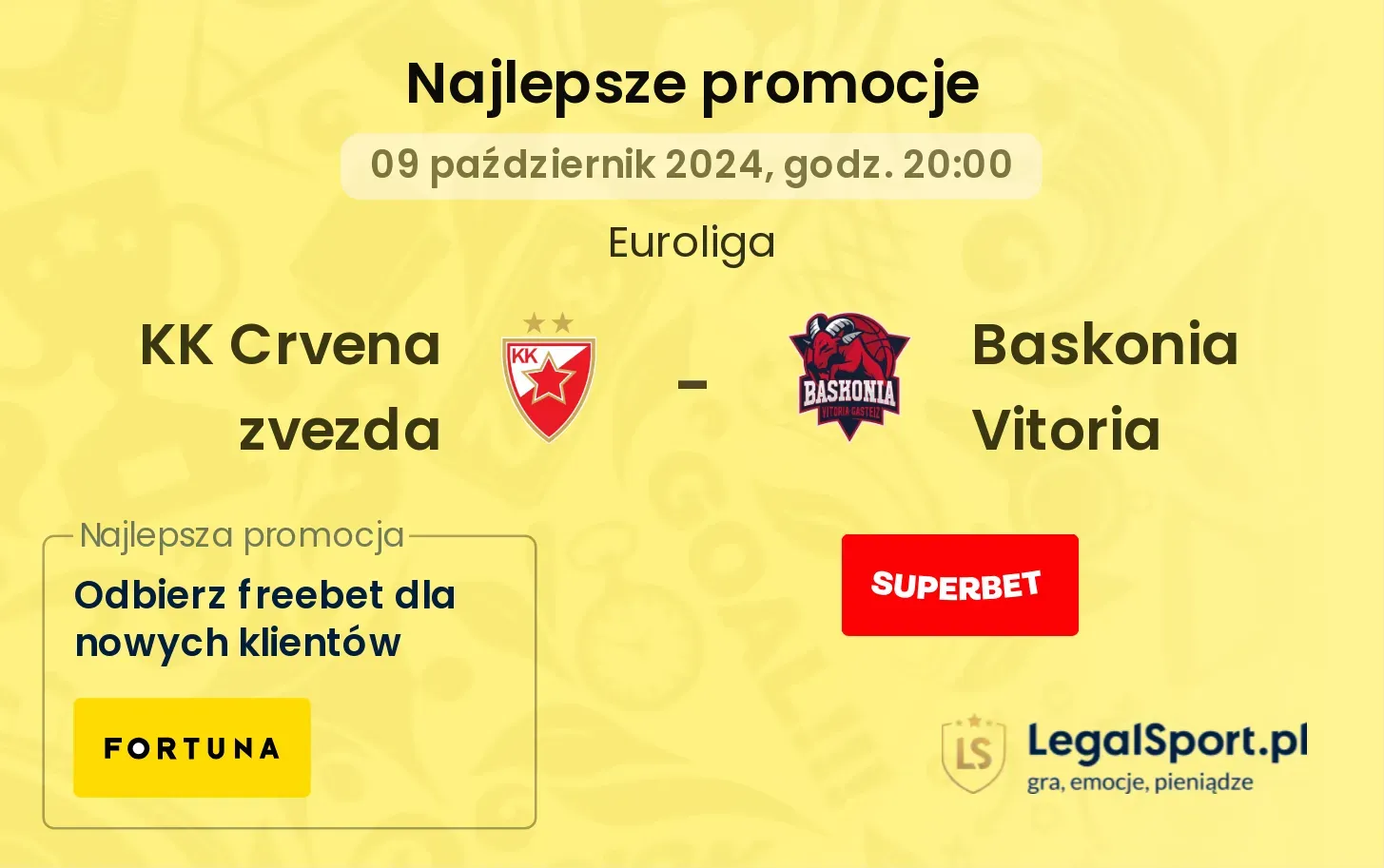 KK Crvena zvezda - Baskonia Vitoria promocje bonusy na mecz