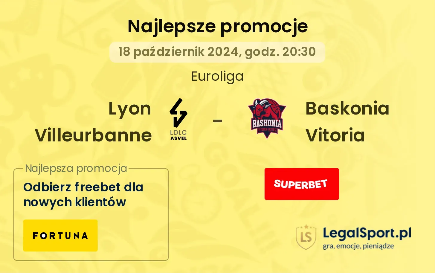 Lyon Villeurbanne - Baskonia Vitoria promocje bonusy na mecz