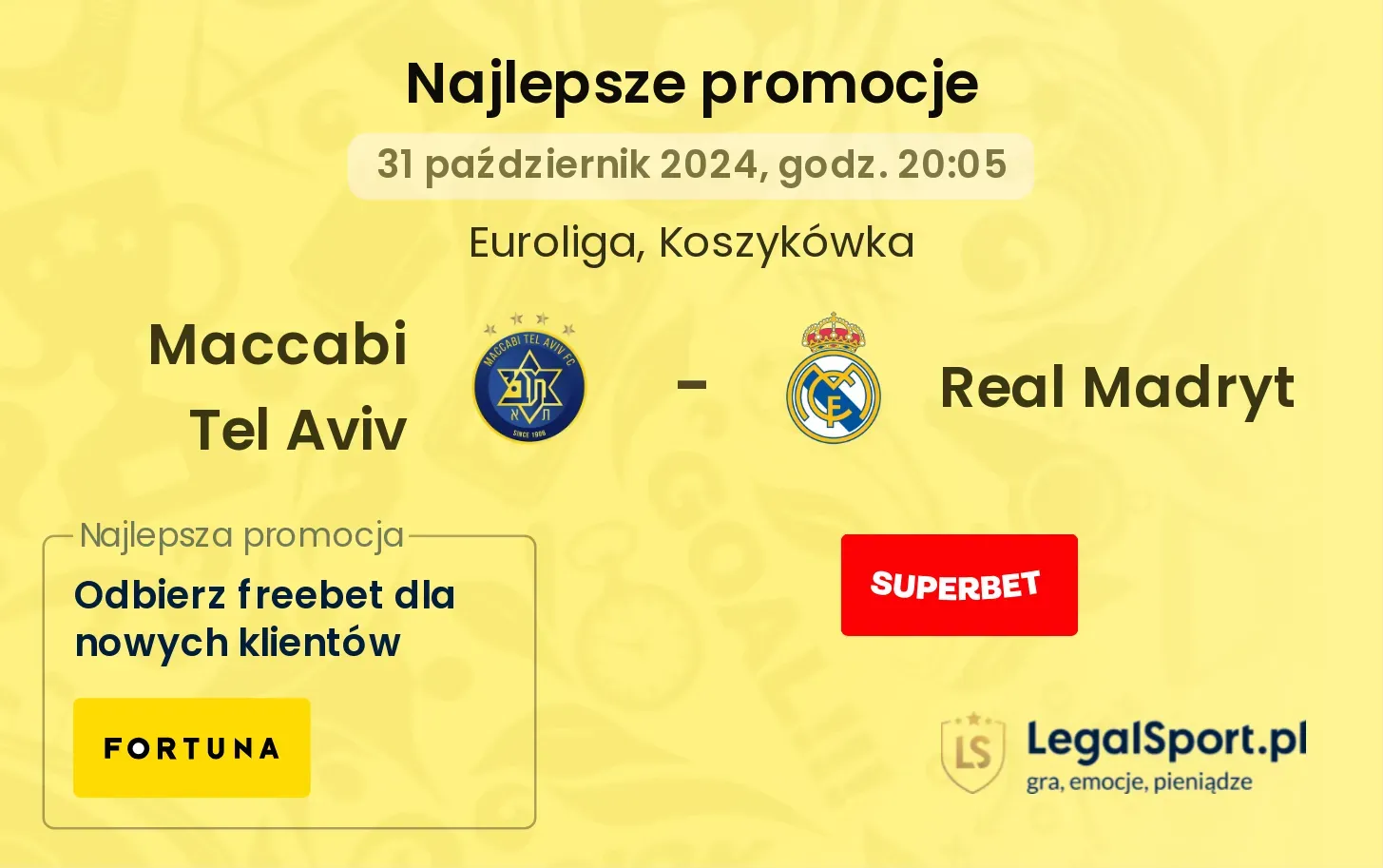 Maccabi Tel Aviv - Real Madryt promocje bonusy na mecz