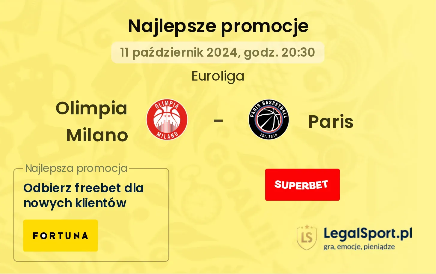 Olimpia Milano - Paris promocje bonusy na mecz