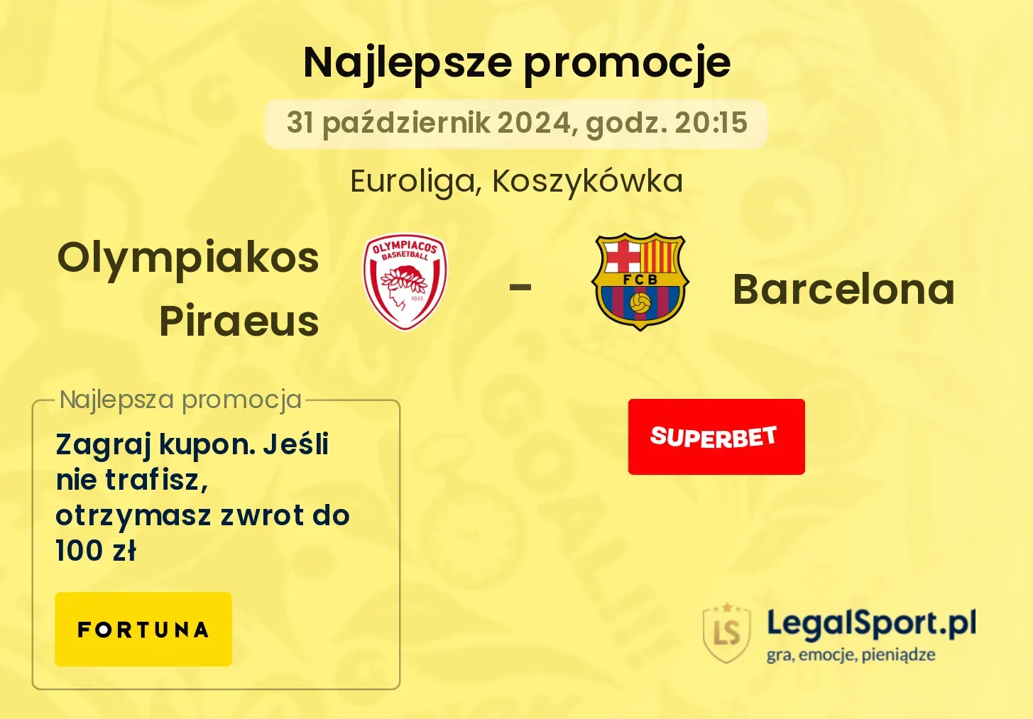 Olympiakos Piraeus - Barcelona promocje bonusy na mecz