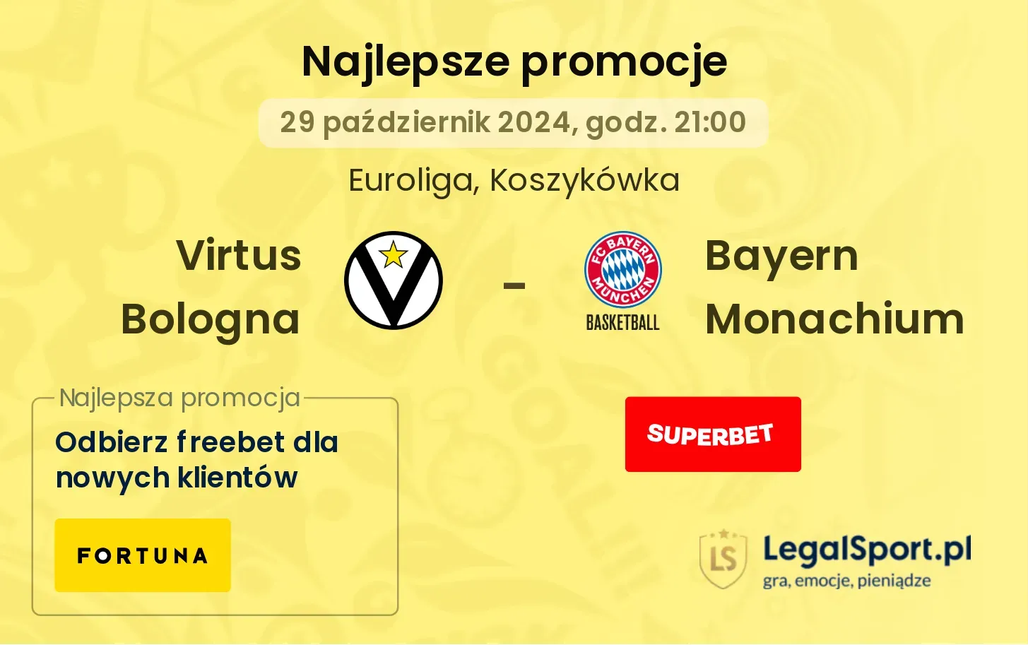 Virtus Bologna - Bayern Monachium promocje bonusy na mecz