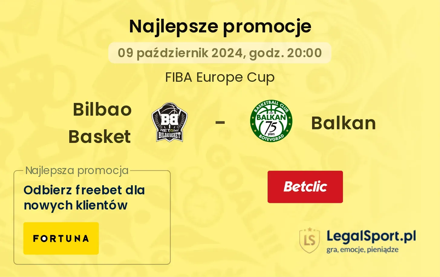 Bilbao Basket - Balkan promocje bonusy na mecz