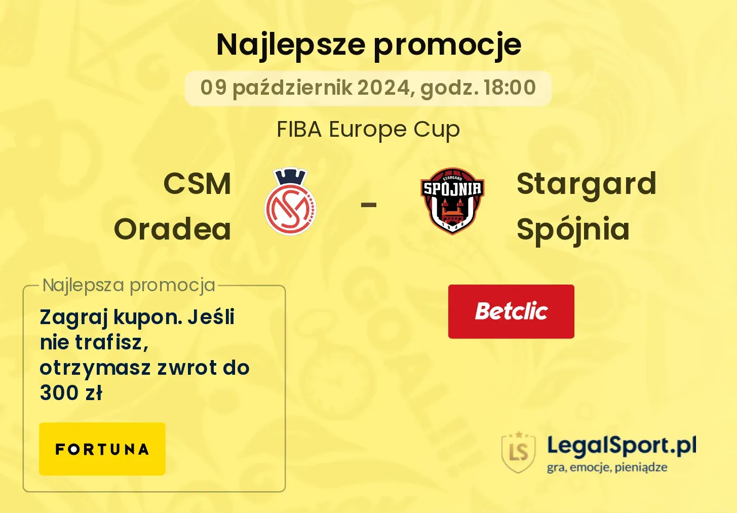 CSM Oradea - Stargard Spójnia promocje bonusy na mecz