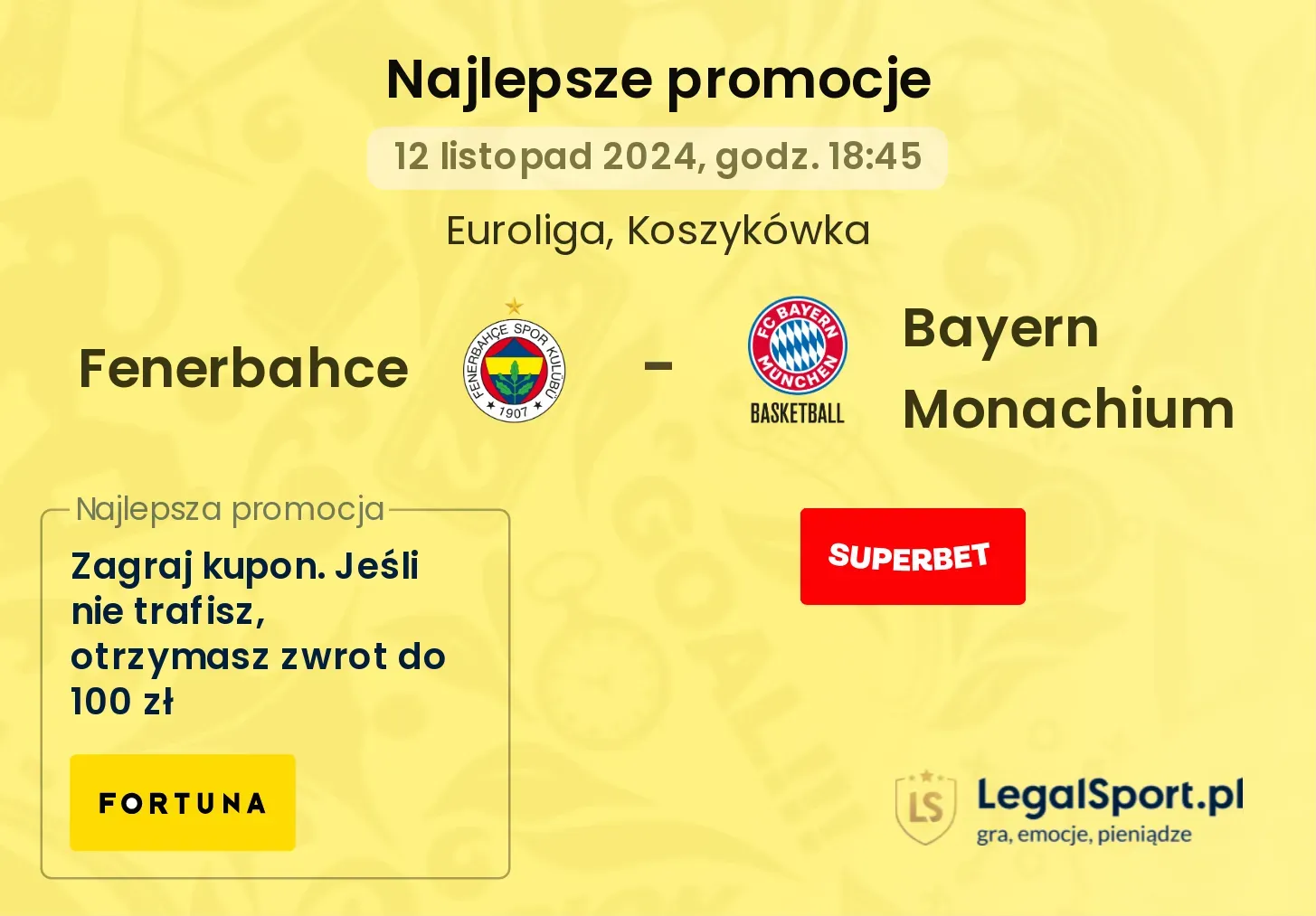 Fenerbahce - Bayern Monachium promocje bukmacherskie 12.11, 18:45