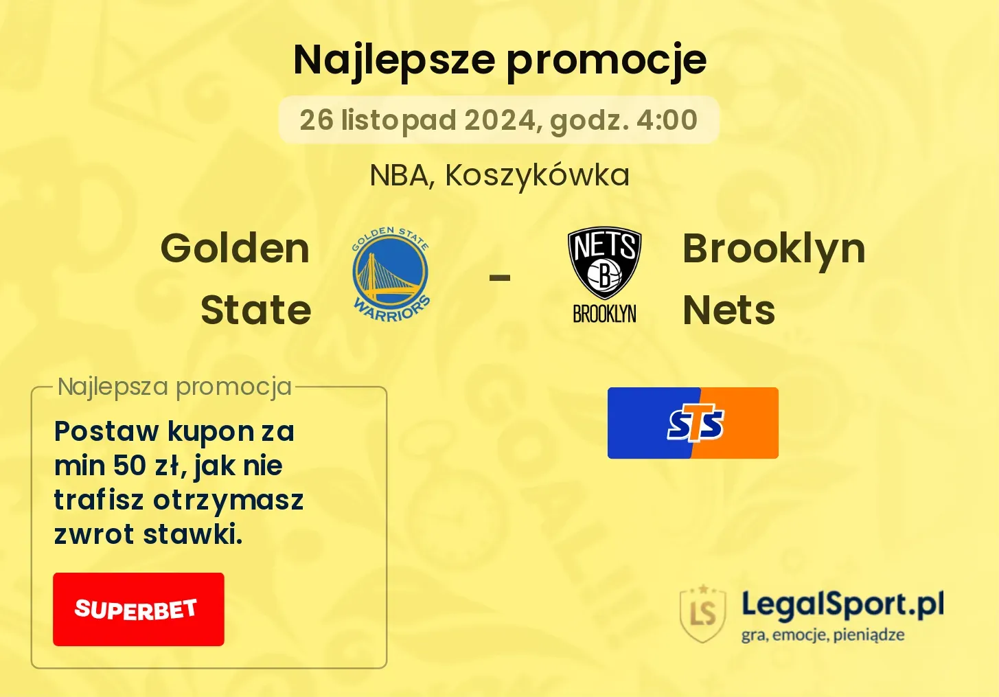 Golden State - Brooklyn Nets promocje bonusy na mecz