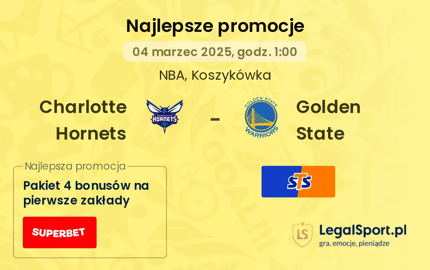 Charlotte Hornets - Golden State promocje bukmacherskie