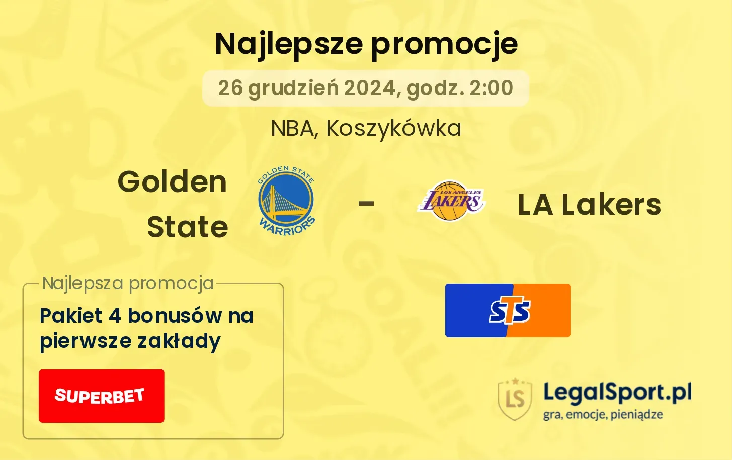 Golden State - LA Lakers promocje bonusy na mecz