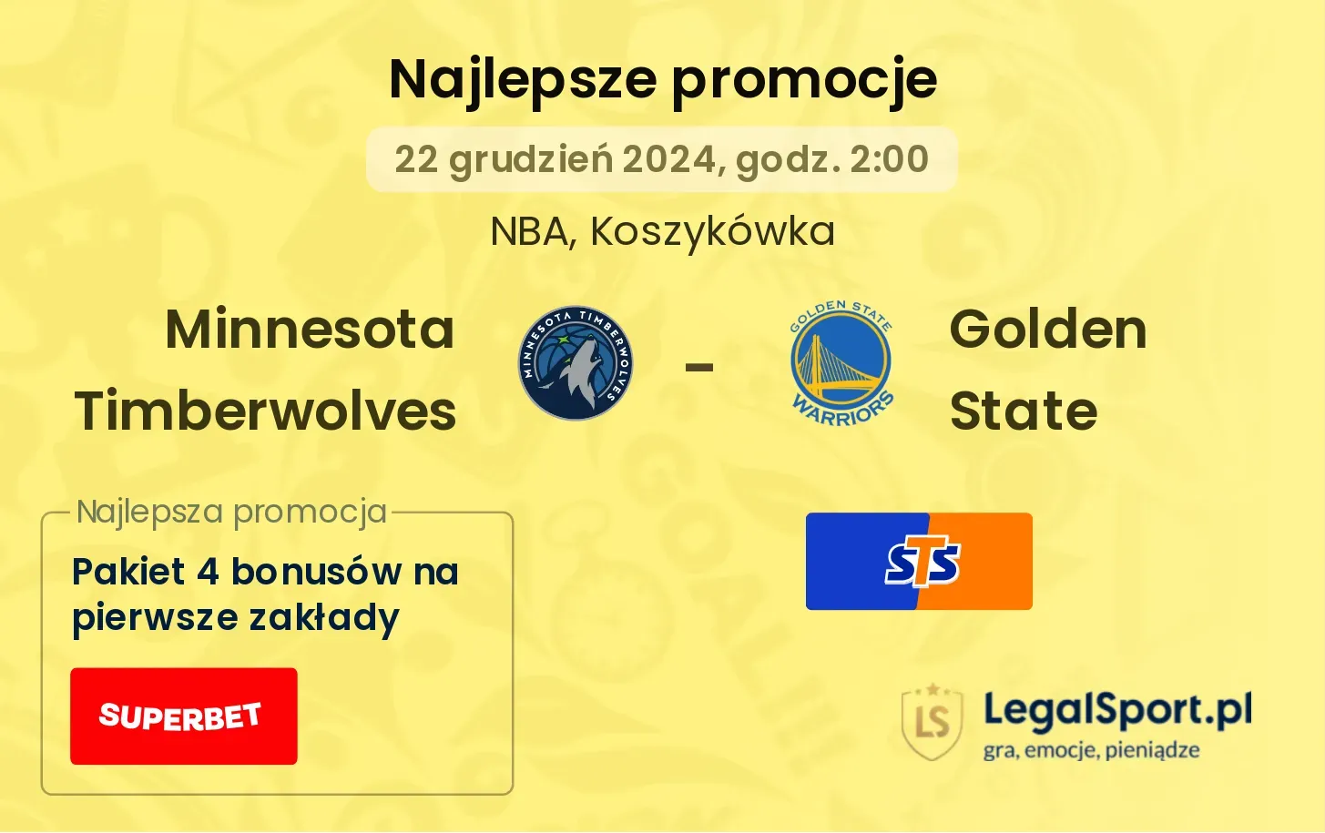 Golden State - Minnesota Timberwolves promocje bonusy na mecz