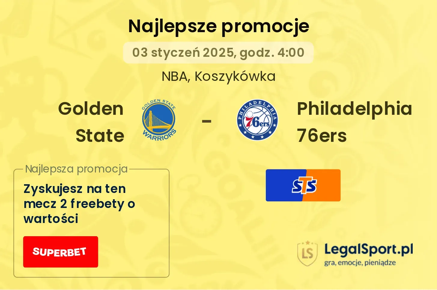 Golden State - Philadelphia 76ers promocje bonusy na mecz