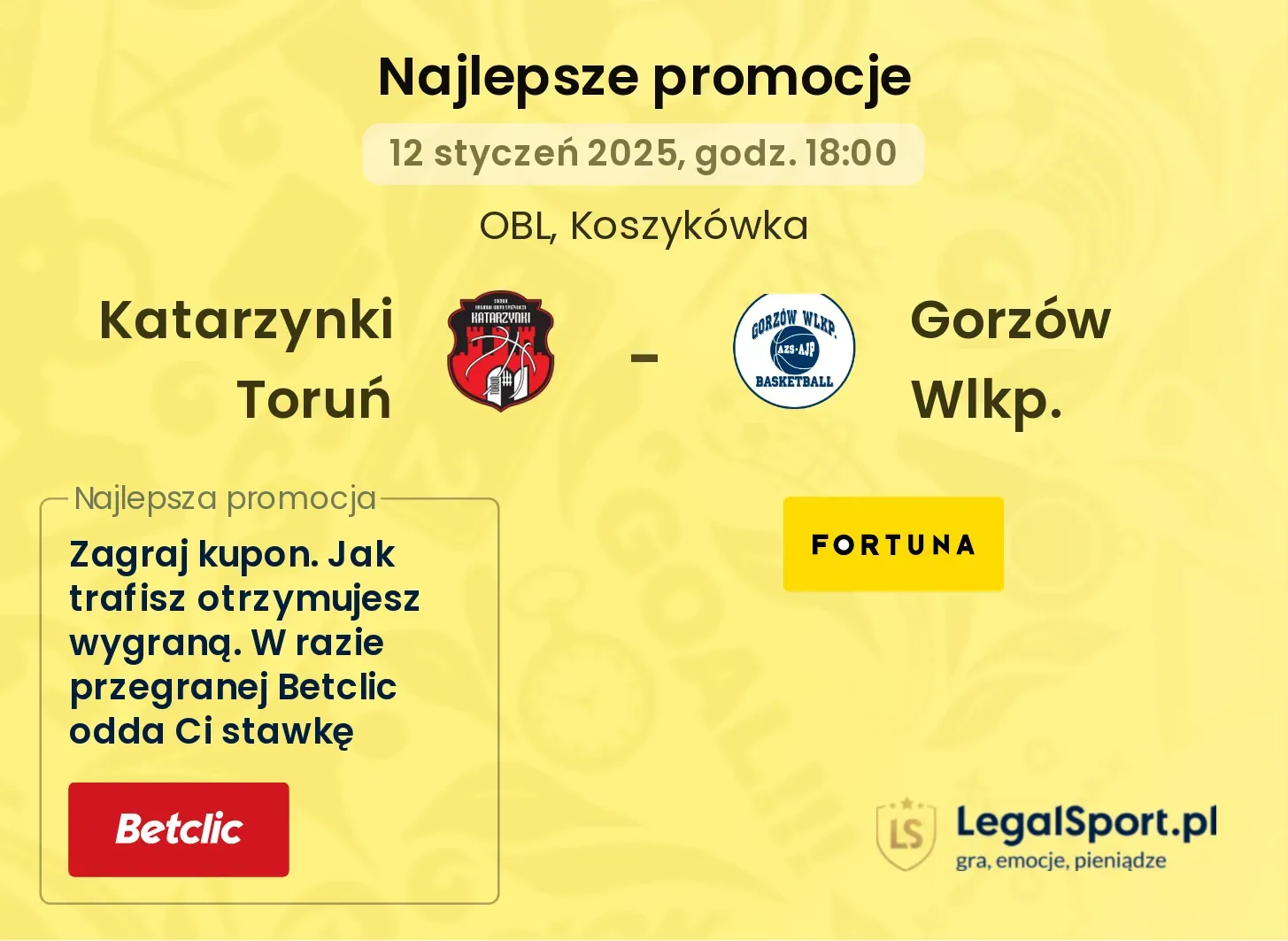 Katarzynki Toruń - Gorzów Wlkp. promocje u bukmacherów