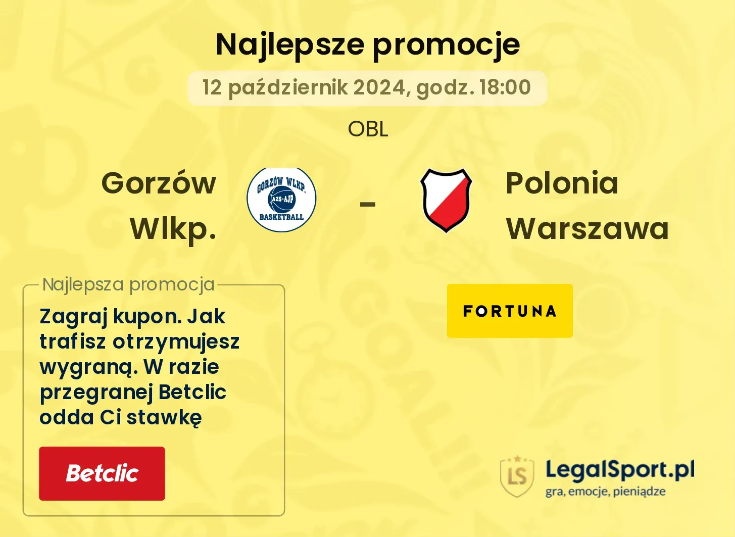 Gorzów Wlkp. - Polonia Warszawa promocje bonusy na mecz