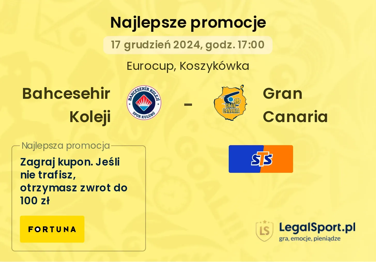 Gran Canaria - Bahcesehir Koleji promocje bonusy na mecz