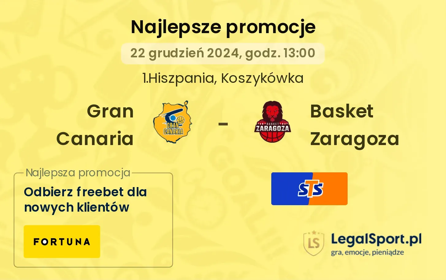 Gran Canaria - Basket Zaragoza promocje u bukmacherów