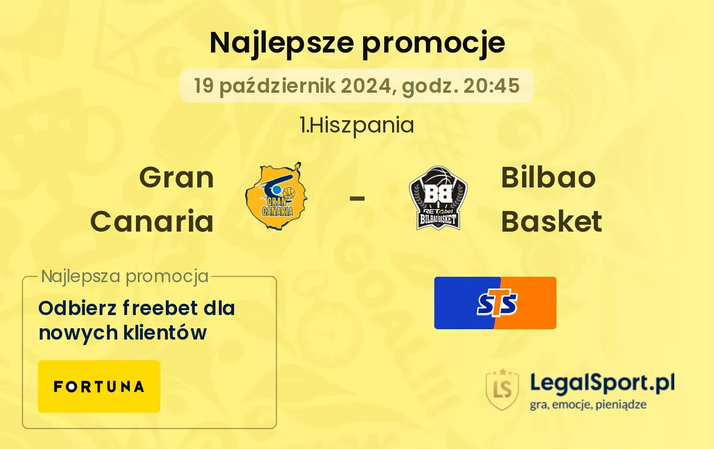 Gran Canaria - Bilbao Basket promocje u bukmacherów 19.10, 20:45