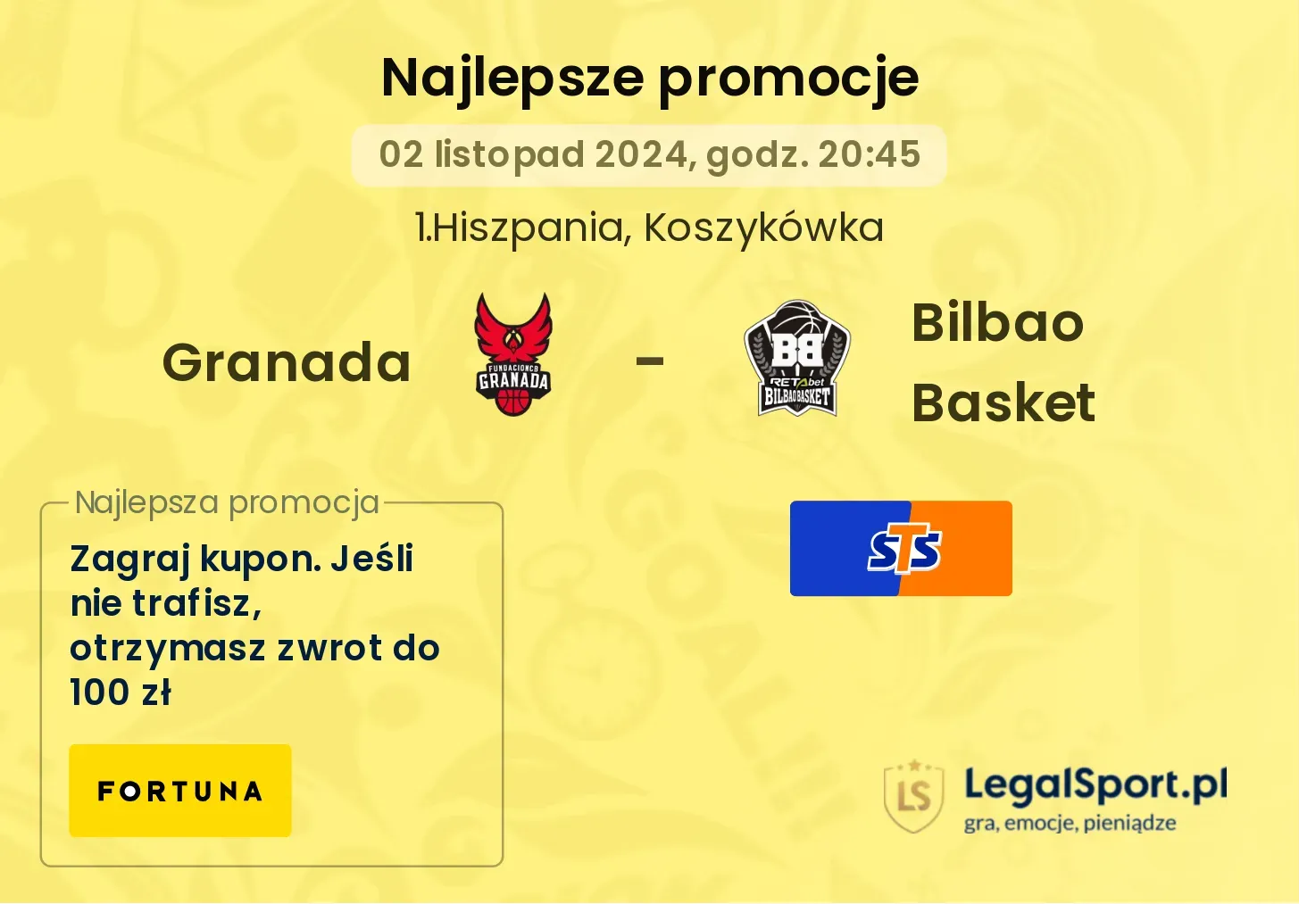 Granada - Bilbao Basket promocje u bukmacherów 02.11, 20:45