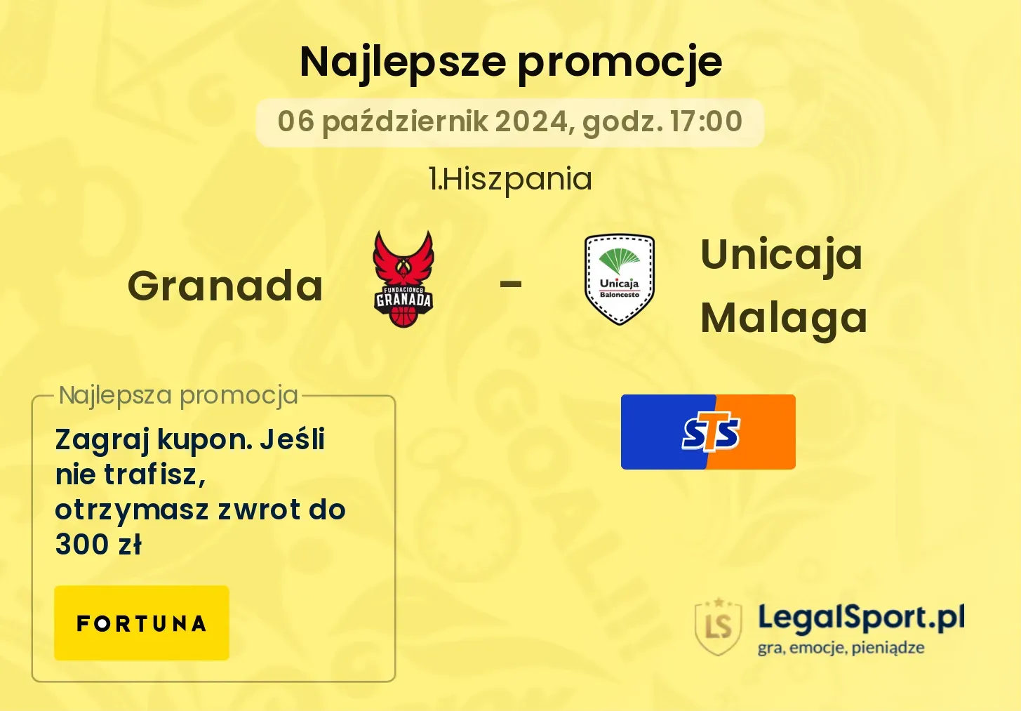 Granada - Unicaja Malaga promocje u bukmacherów 06.10, 17:00