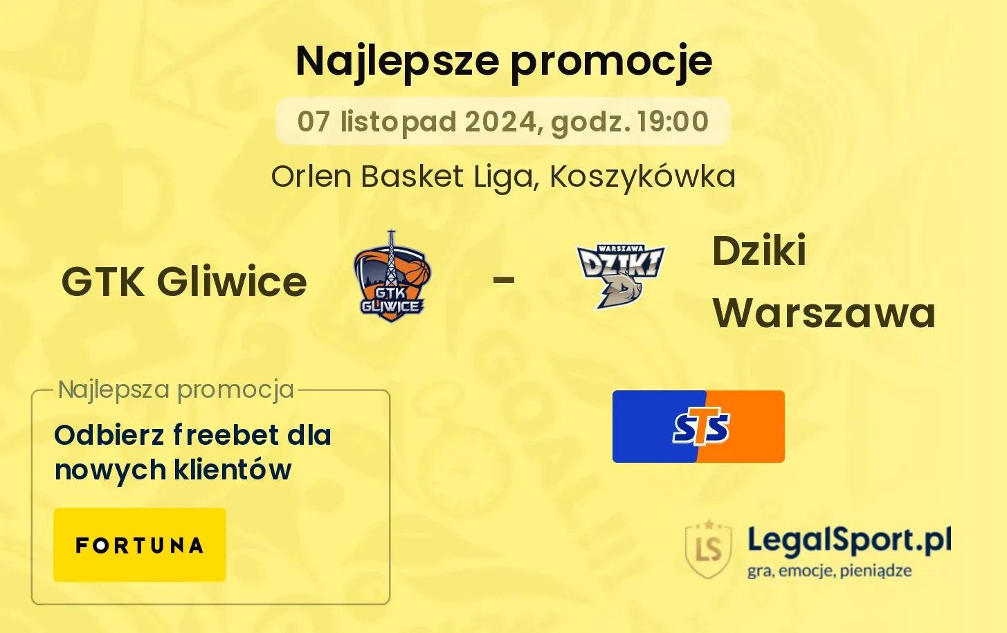 GTK Gliwice - Dziki Warszawa promocje bonusy na mecz