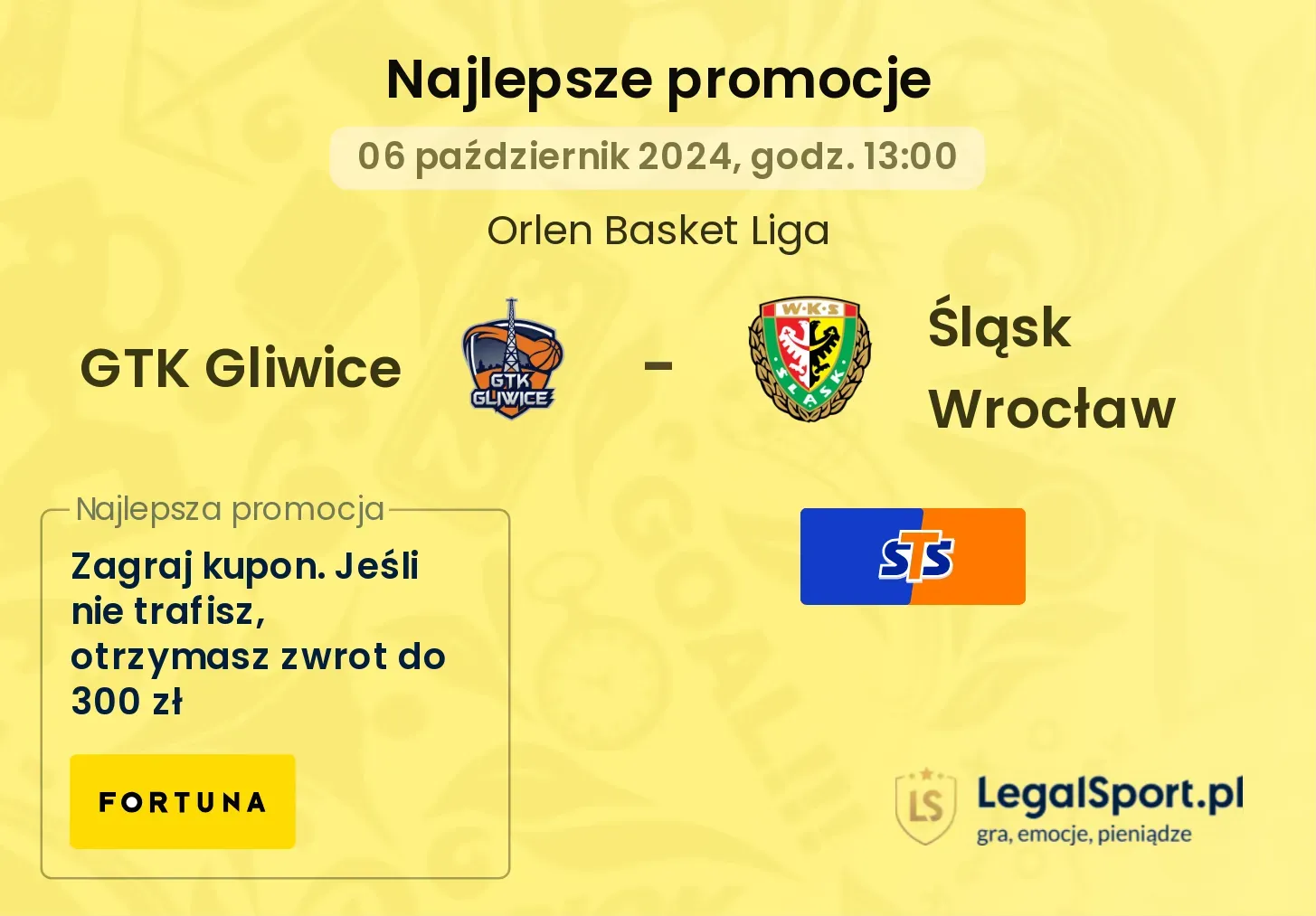 GTK Gliwice - Śląsk Wrocław promocje u bukmacherów 06.10, 13:00