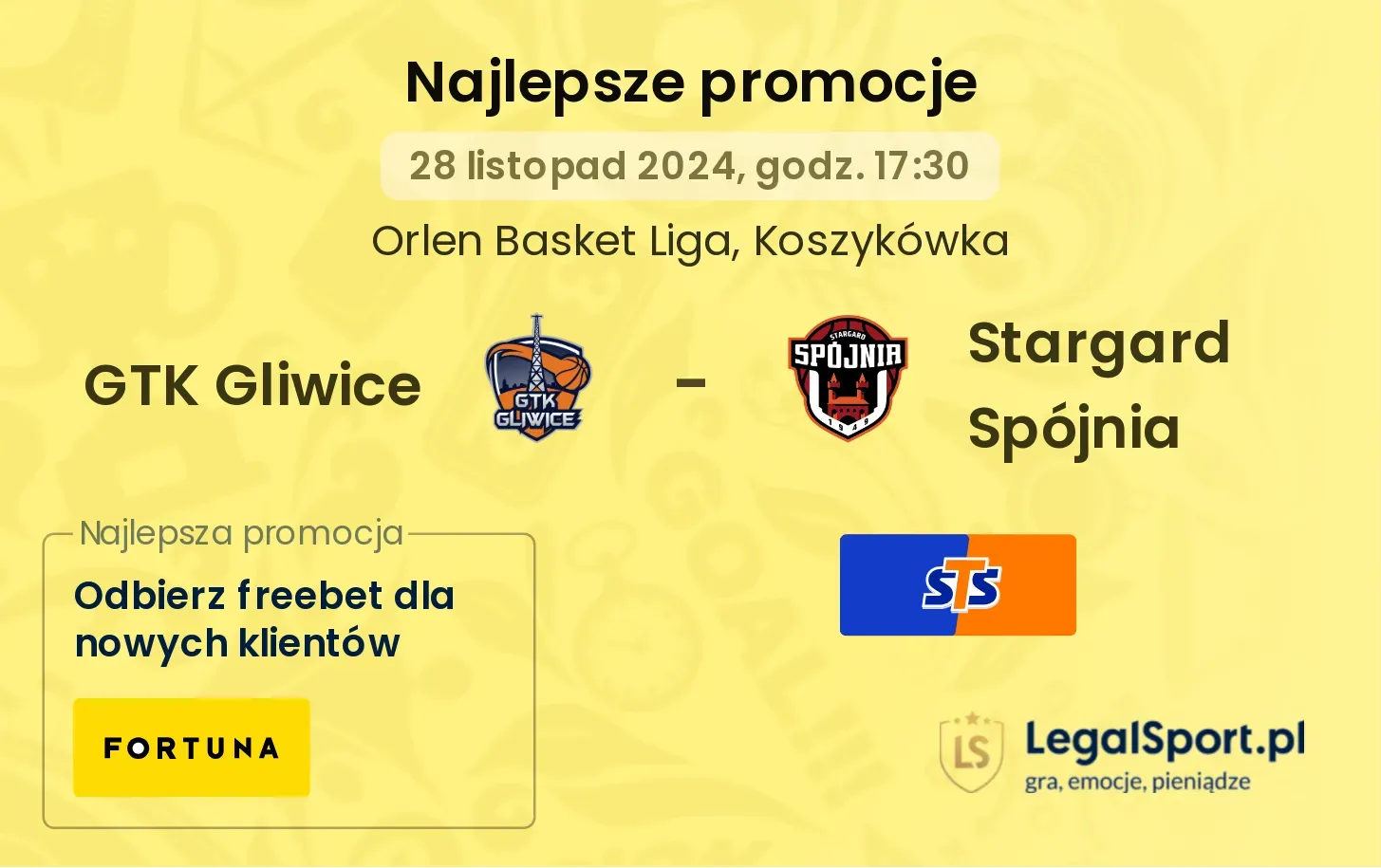 GTK Gliwice - Stargard Spójnia promocje bonusy na mecz