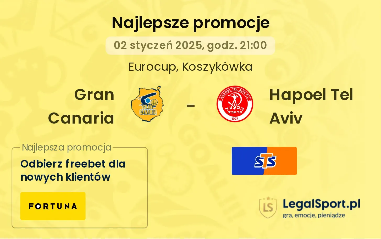 Gran Canaria - Hapoel Tel Aviv promocje u bukmacherów