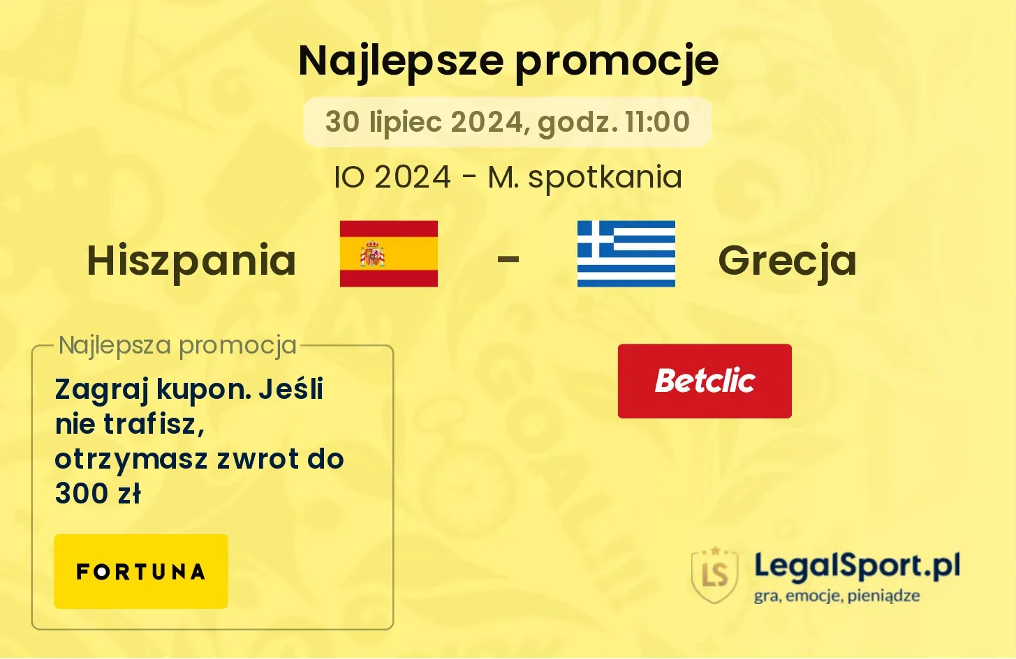 Hiszpania - Grecja promocje bonusy na mecz