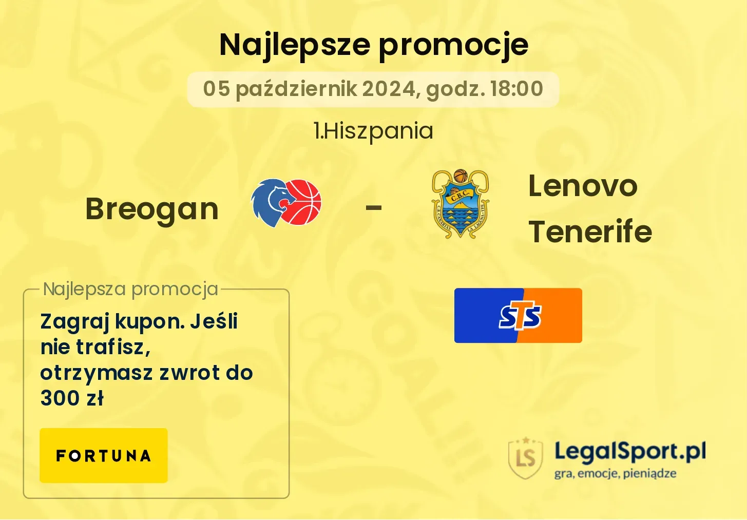 Breogan - Lenovo Tenerife promocje bonusy na mecz