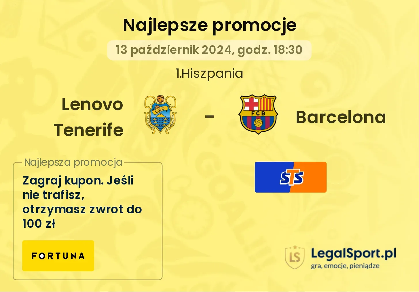 Lenovo Tenerife - Barcelona promocje bonusy na mecz