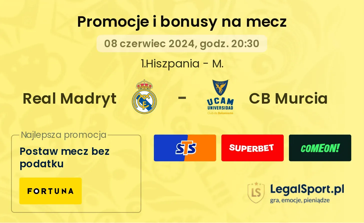 Real Madryt - CB Murcia promocje bonusy na mecz