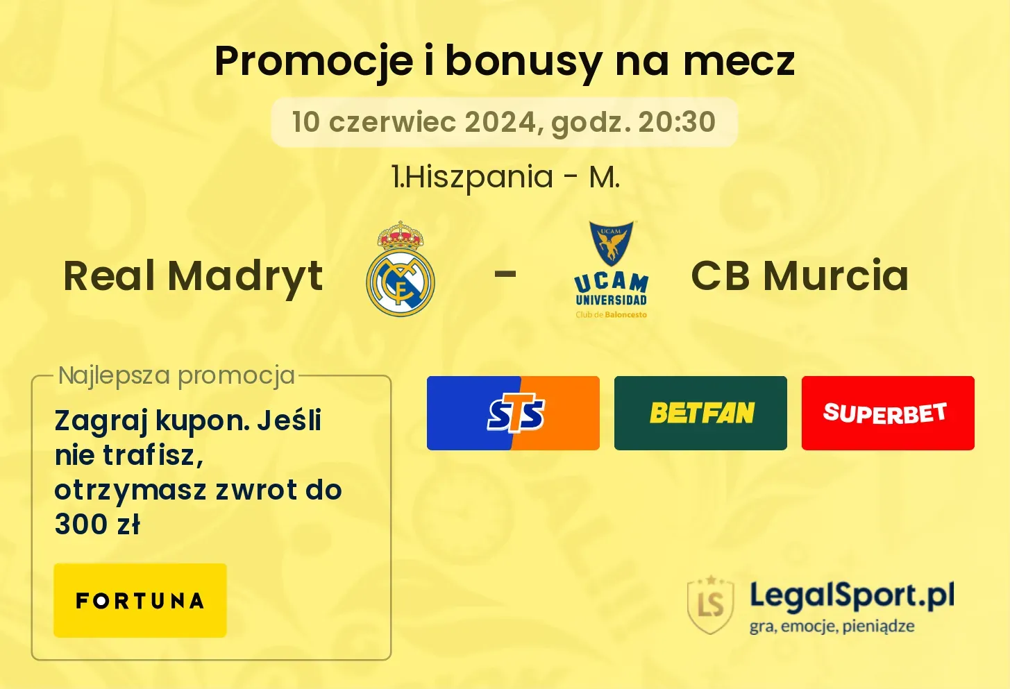 Real Madryt - CB Murcia promocje bonusy na mecz