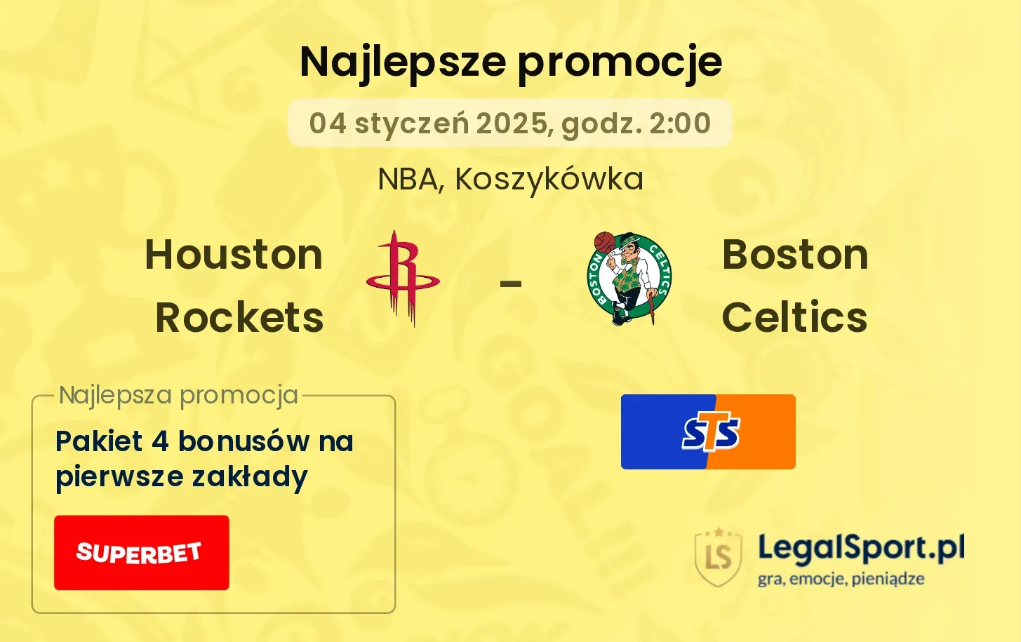 Houston Rockets - Boston Celtics promocje bonusy na mecz