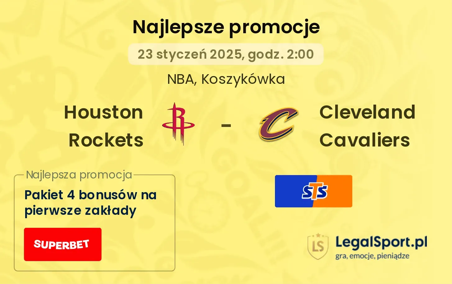 Houston Rockets - Cleveland Cavaliers promocje bonusy na mecz