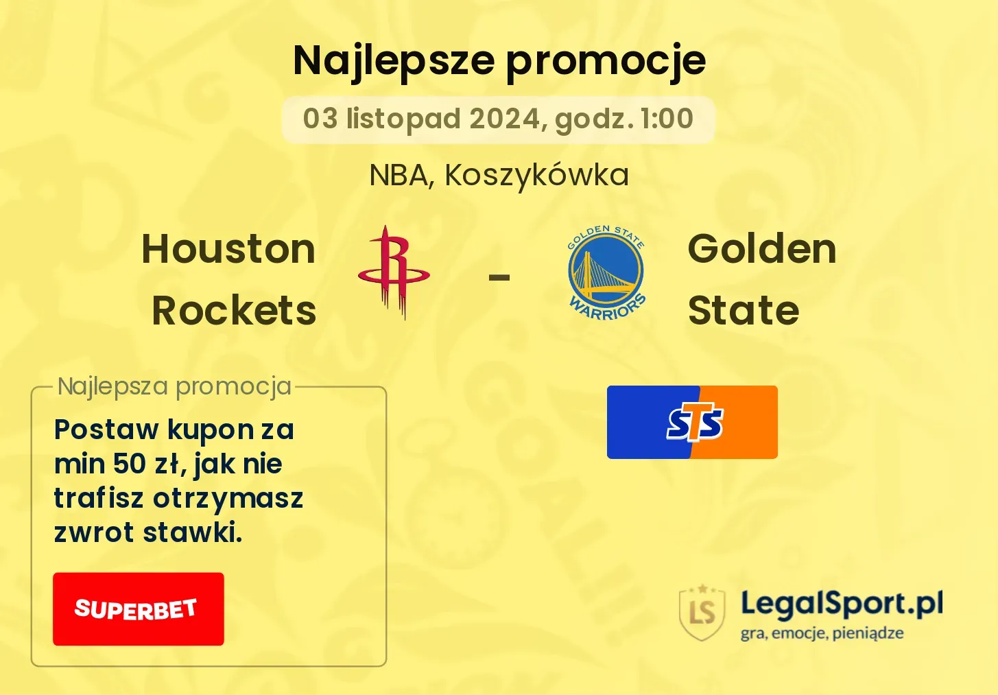 Houston Rockets - Golden State promocje bonusy na mecz